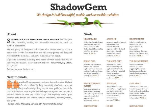 Shadowgem Web Design - Tony Xia